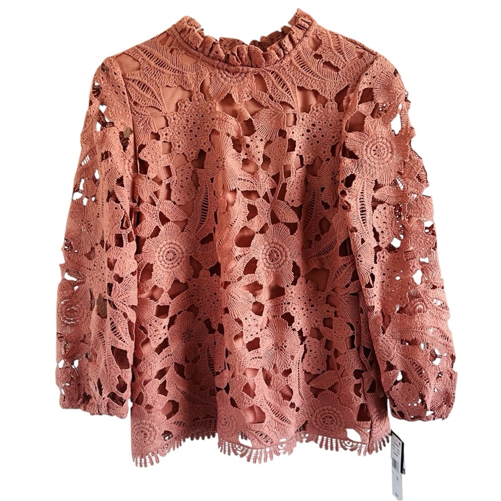 52Seven Mock Neck Long Sleeve Blouse Top